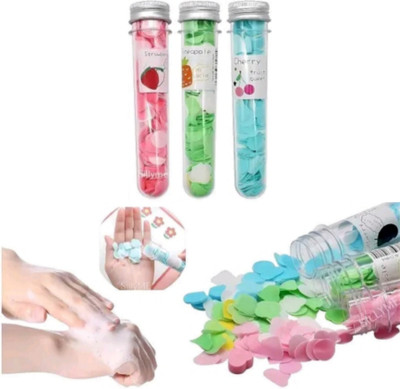 ghorela Travel Soft Paper Soap – Flower Design, Tube Shape Bottle (Pack of 3)(45 g)