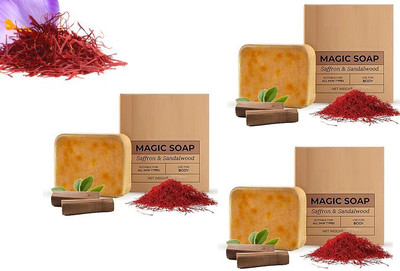 PERLENTE soft sandalwood and saffron handmade soap for ten removal(3 x 150 g)