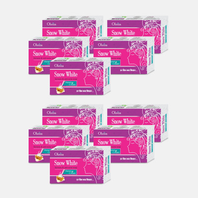 Snow White Soap for Fairness, Dark Circles, Pimples, Black Spot, Stretch Marks & Anti-Aging(10 x 75 g)