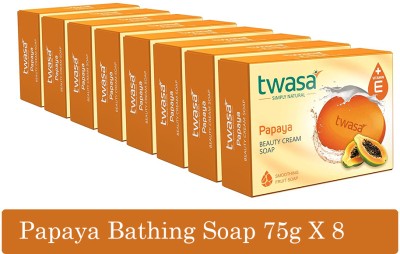 Twasa Papaya Soap For Glowing & Refreshing Skin | Best Body Soap for Men & Women(8 x 75 g)