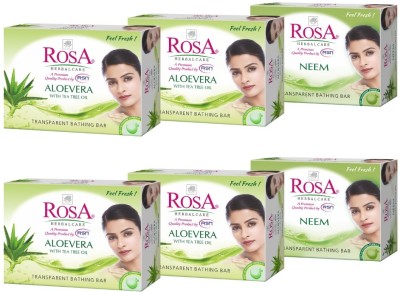 ROSA Transparent Soap Combo of 4 Aloevera & 2 Neem | For Women & Men(6 x 100 g)