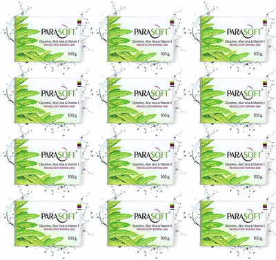 parasoft Moisturising Soap with Goodness of Aloe Vera-100g(Pack of 12)(12 x 100 g)