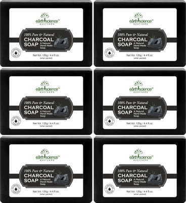 Earth Science Ayurveda Herbal Natural Activated Charcoal Bath Soap made with Natural Oils(6 x 125 g)