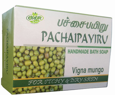 GRGR Green gram- pachaipayiru herbal handmade bath soap for soft skin pack of 3(3 x 33.33 g)