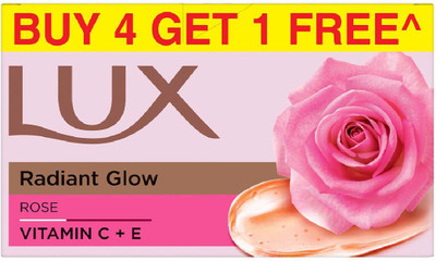 LUX Soft Glow Buy 4 Get 1 Free Offer Rose & Vitamin E Bathing Soap For Glowing Skin Beauty Soaps(5 x 150 g)
