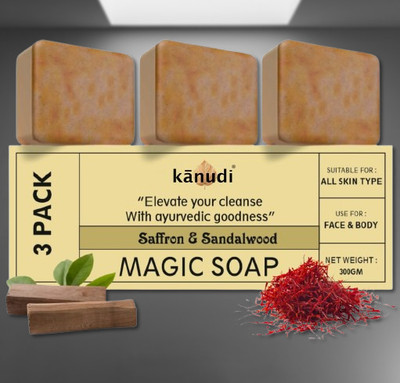 KaNuDi Skin Whitening Soap with Saffron and Sandalwood for Detan(3 x 100 g)
