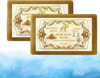 Pihaaru Pack of 2 Multani Mitti Soap – Refreshing Herbal Touch (200g)/(2 x 100 g)