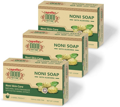 Apollo Noni Skin Care Soap For All Skin Types with Vitamins, Minerals, Enzymes & Calcium(3 x 125 g)