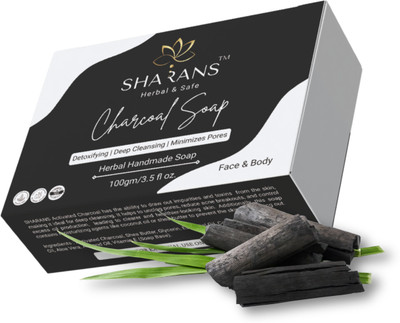 Sharans Activated Charcoal & Aloe Vera Soap With Essential Oils(100 g)
