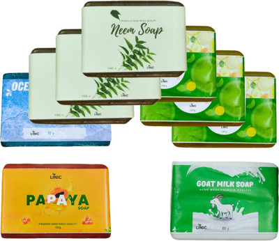 linic HERBAL NEEM SOAP(3), LEMON(3), OCEAN BLUE(1), PAPAYA(1), GOAT MILK(1)(9 x 100 g)