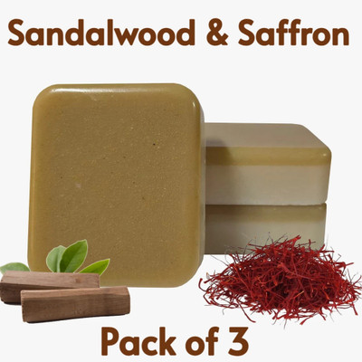 BEALOO Sandalwood And Saffron Soap For Glowing & Refreshing Skin(3 x 100 g)