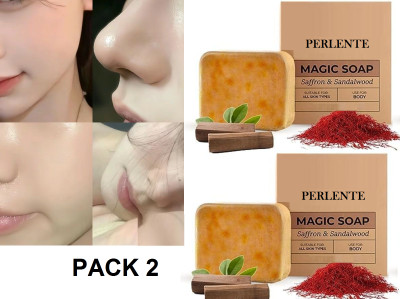 PERLENTE Whitening Soap Magic Soap Sandal Wood And Saffron Handmade(2 x 150 g)