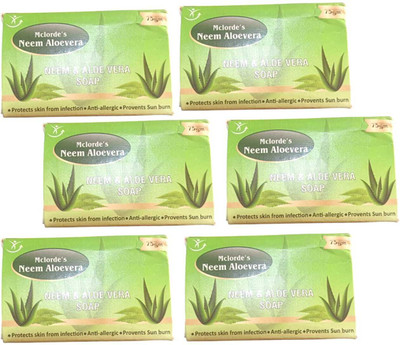COSMORA MC LOARDE 'S NEEM & ALOEVERA SOAP FOR CLEANSING & SMOOTH SKIN PACK OF - 6(6 x 75 g)