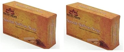 healthy forever Sulphate Parabens free Pure Saffron Soap Enriched with Kashmiri Saffron for Acne(2 x 120 g)