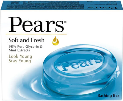 Pears Soft and Fresh Soap Bar Glycerin and Mint Body Soaps with gift(8 x 15.62 g)