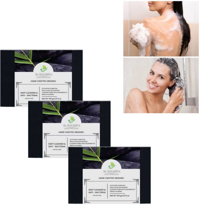 Dr. NAvadiya charcol sopa ACTIVATED CHARCOAL Natural Hand Made Soap - 100gm (Pack of 3)(3 x 100 g)
