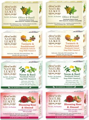 Nature League Handmade Natural Skin Nourishing Soap Combo,With Natural Oils,SLS & Paraben Free(8 x 100 g)