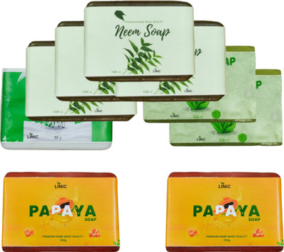 linic HERBAL NEEM SOAP(4), ALOE VERA(2),PAPAYA SOAP(2), GOAT MILK(1)(9 x 100 g)