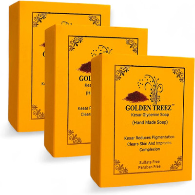 Golden Treez Saffron Handmade Soap For Fairness Natural Soap Pack of 3(3 x 115 g)
