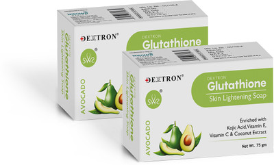 DEXTRON Skin Lightening Soap With Glutathione,Kojic Acid,Avocado Extract Vitamin,E & C(2 x 75 g)