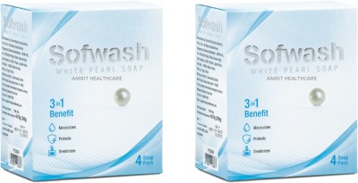 Amrit Healthcare Sofwash White Pearl Soap (4 Unit X 75g)Pack of 2(4 x 0.15 g)