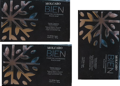MOLCARO BIEN CHARCOAL NOURISHING BLACK SOAP PACK OF 3(3 x 75 g)