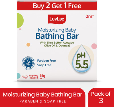 LuvLap Moisturizing Baby Bathing Bar, Baby soap with pH 5.5(3 x 25 g)