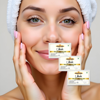 Utkrisht Natural Cleanser Goat Milk Soap for Body Pack of 3(3 x 125 g)