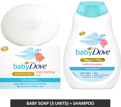 Baby Dove Rich Moisture Bathing Bar And Shampoo 425ML  (White) For Rs. 178 @ 55 %
