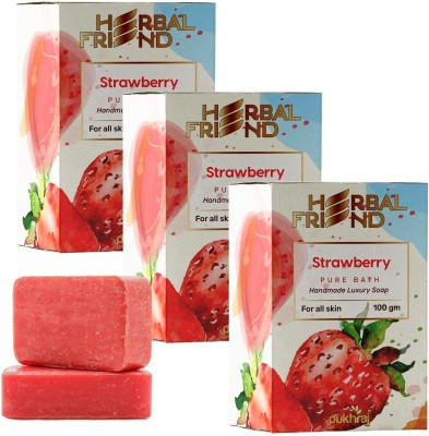 Herbal Friend Strawberry Soap deep cleans your skin leaving it refreshed, hydrated and softer(3 x 100 g)