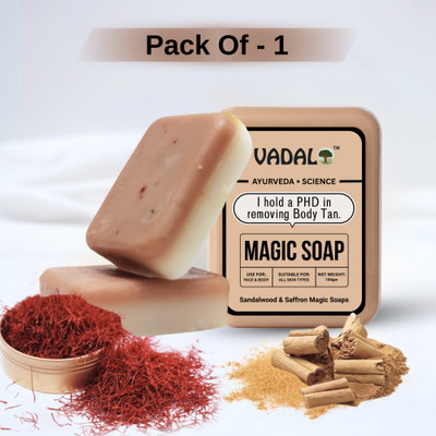 Vadalo Magic Soap SandalWood And Saffron for DeTan & Glowing Brightening Skin No-M46(100 g)