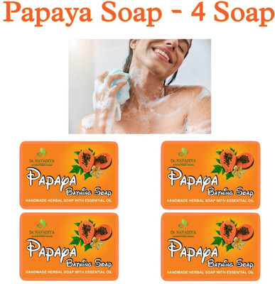 Dr. NAvadiya Papaya 4 Combo Pack Of Handmade Natural Soap For Men & Women(4 x 100 g)