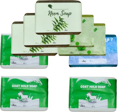 linic HERBAL NEEM SOAP(3), ALOE VERA(2), OCEAN BLUE(1), GOAT MILK(3)(9 x 100 g)