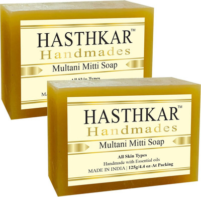 HASTHKAR Handmades Glycerine Multani Mitti Soap-125gm pack of 2(2 x 125 g)