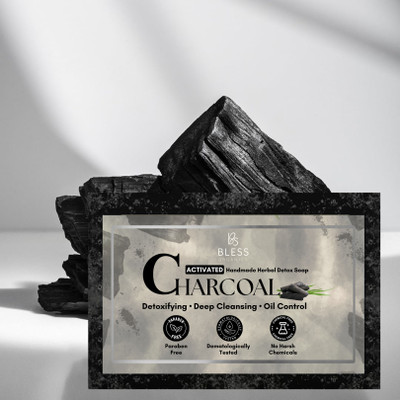 Bless Organics Charcoal Soap for Deep Cleansing & Detoxified Skin | Oil Control Bath Bar 3*125g(3 x 125 g)