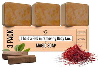 GlowFox Magic Soap Sandal Wood And Saffron for DeTan and Glowing Brightening Skin(3 x 100 g)
