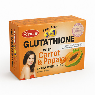 RENEW Glutathione 3in1 Extra Power Whitening Soap with Carrot and Papaya(135 g)