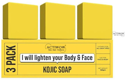 ACTIWOW Kojic Soap for Smooth White Glow 3PCS(3 x 100 g)
