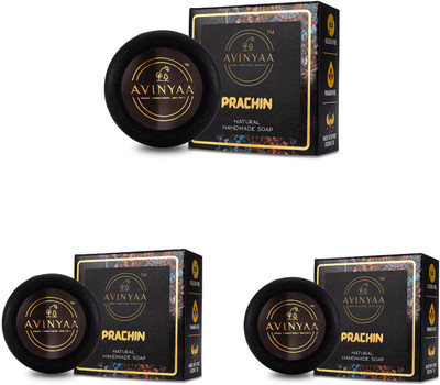 avinyaa Prachin Natural Luxury Bar with Charcoal, Frankincense, Ylang Ylang etc(3 x 85 g)