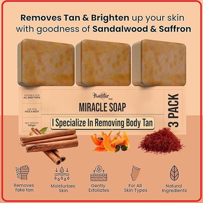 HINDSTAR Soaps Wood And Saffron Soap For Glowing & Refreshing (pack of 3) uuu(3 x 33.33 g)