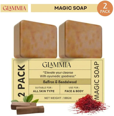 GLAMMIA Ghar Shop Magic Soap Herbal De-Tan & Glow Soap Duo Pack(2 x 100 g)