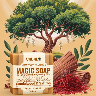 Vadalo - Magic Soap Ingredients with Sandalwood & Saffron, De-Tan Removal, Glowing Skin(100 g)