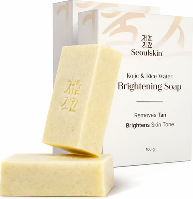 Seoulskin Kojic Acid Rice Water Soap Pack of 2 | Pigmentation, Tan Removal & Brightening(2 x 100 g)