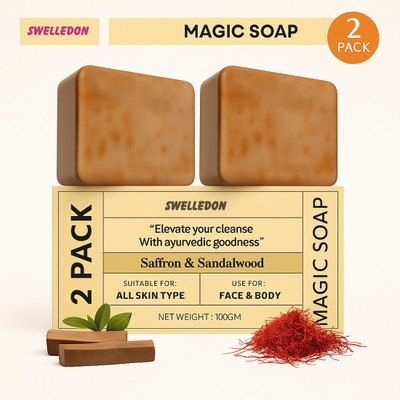 SWELLEDON Magic Soap Sandal Wood And Saffron Organic Soap Moisture Care(2 x 100 g)
