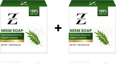 ZEROIC Neem Soap (100g, Pack of 2) Control & Acne Defense Natural & Chemical-Free(2 x 100 g)