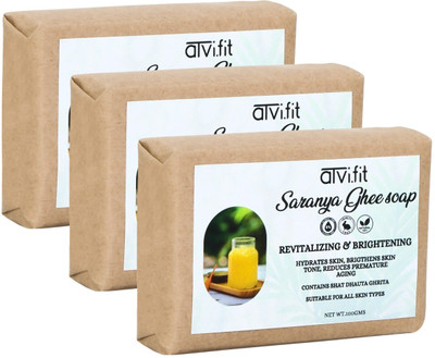 ATVI.FIT Saranya ghee soap made with Shat dhaut ghee which is 100 times washed ghee(3 x 100 g)