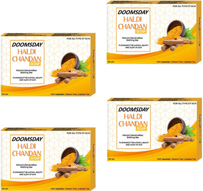 DOOMSDAY HALDI CHANDAN SOAP TO ENHANCE THE NATURAL BEAUTY AND GLOW SKIN PACK OF 4(4 x 100 g)
