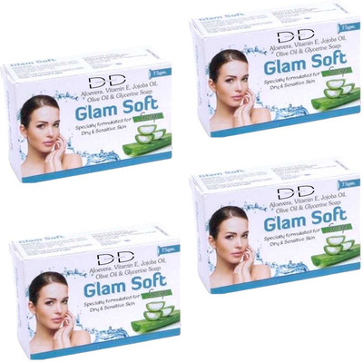 DOOMSDAY GLAM SOFT SOAP WITH ALOEVERA, GLYCERINE. FOR GLOWING SKIN PACK OF 4(4 x 75 g)