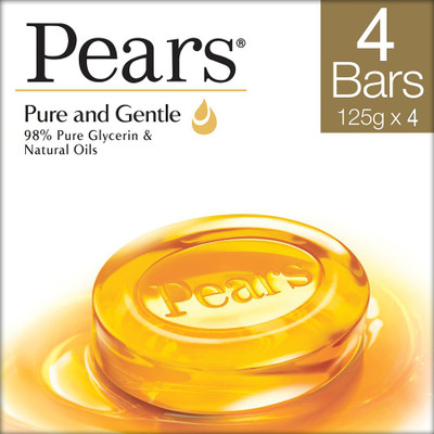 Pears Pure & Gentle Soap Bar ,Paraben-Free For Soft Skin(4 x 125 g)
