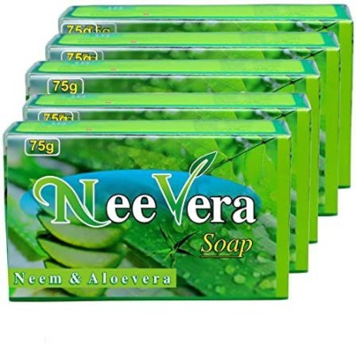 Neevera Natural Herbal Neem, Aloevera, Lemon, Coconut soap pack of 5(5 x 75 g)